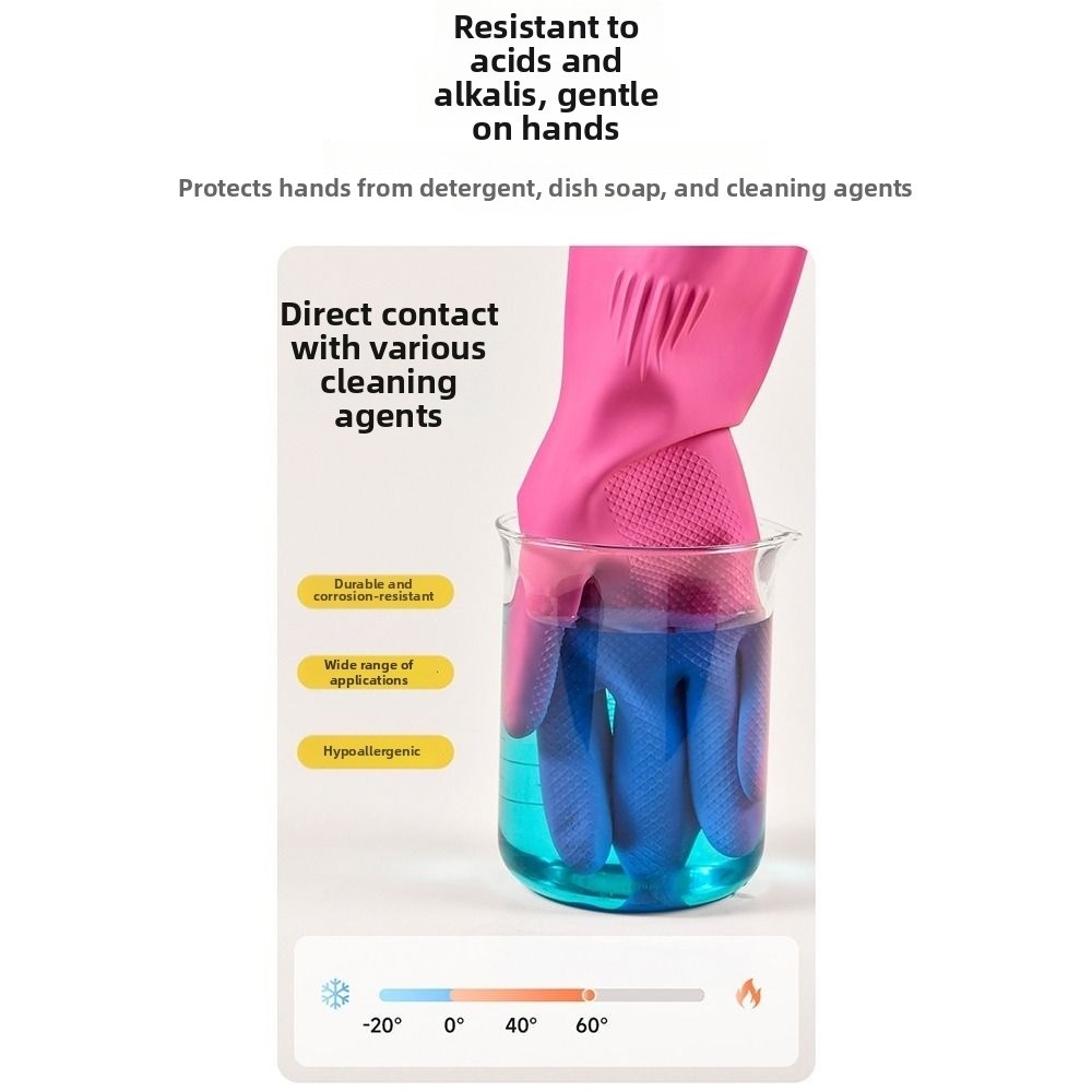 Rubber Glove Cleaning - Durable Pink Cleaning Gloves Thickened Long