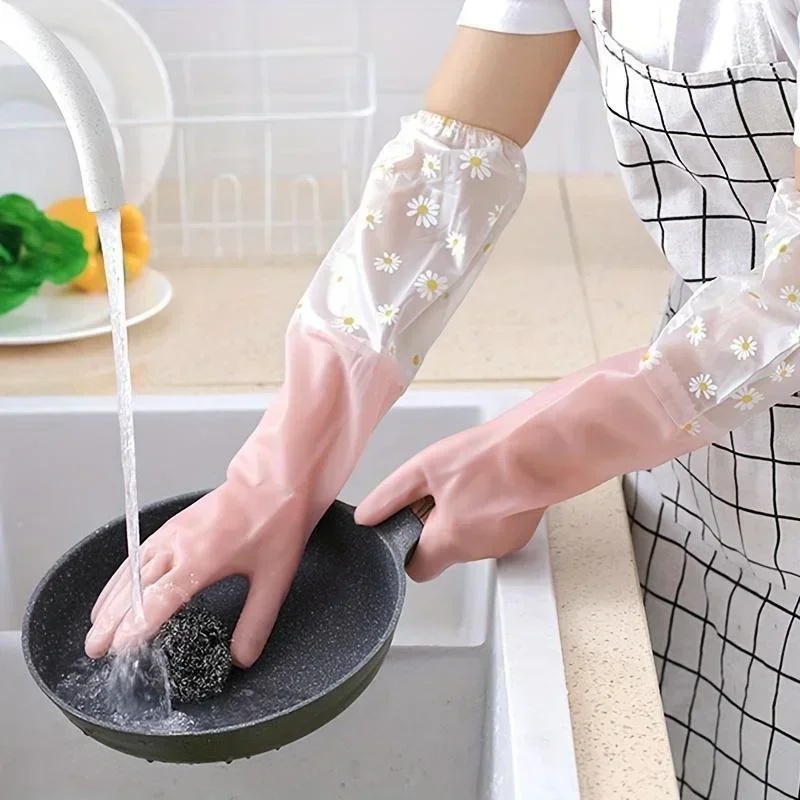 Rubber Glove Cleaning - Household Long Sleeve Rubber Gloves Dishwashing