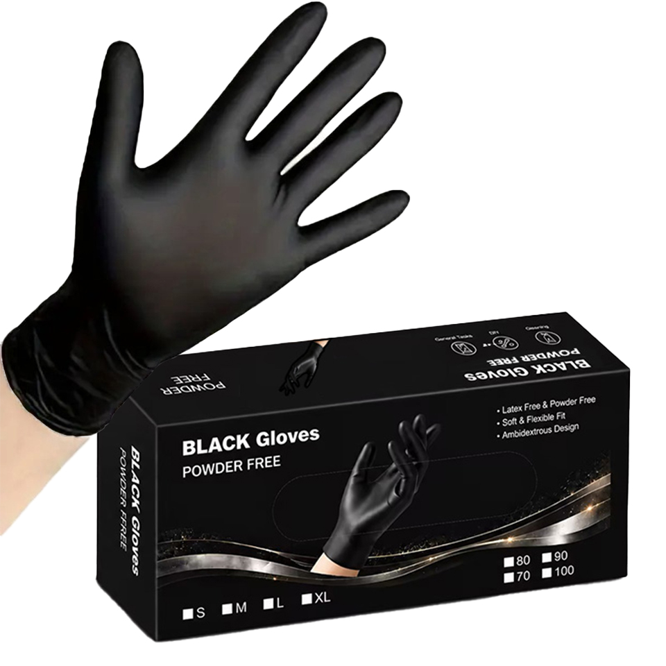 Latex Disposable Glove - 100PCS/Box Black Nitrile Gloves Disposable Gloves