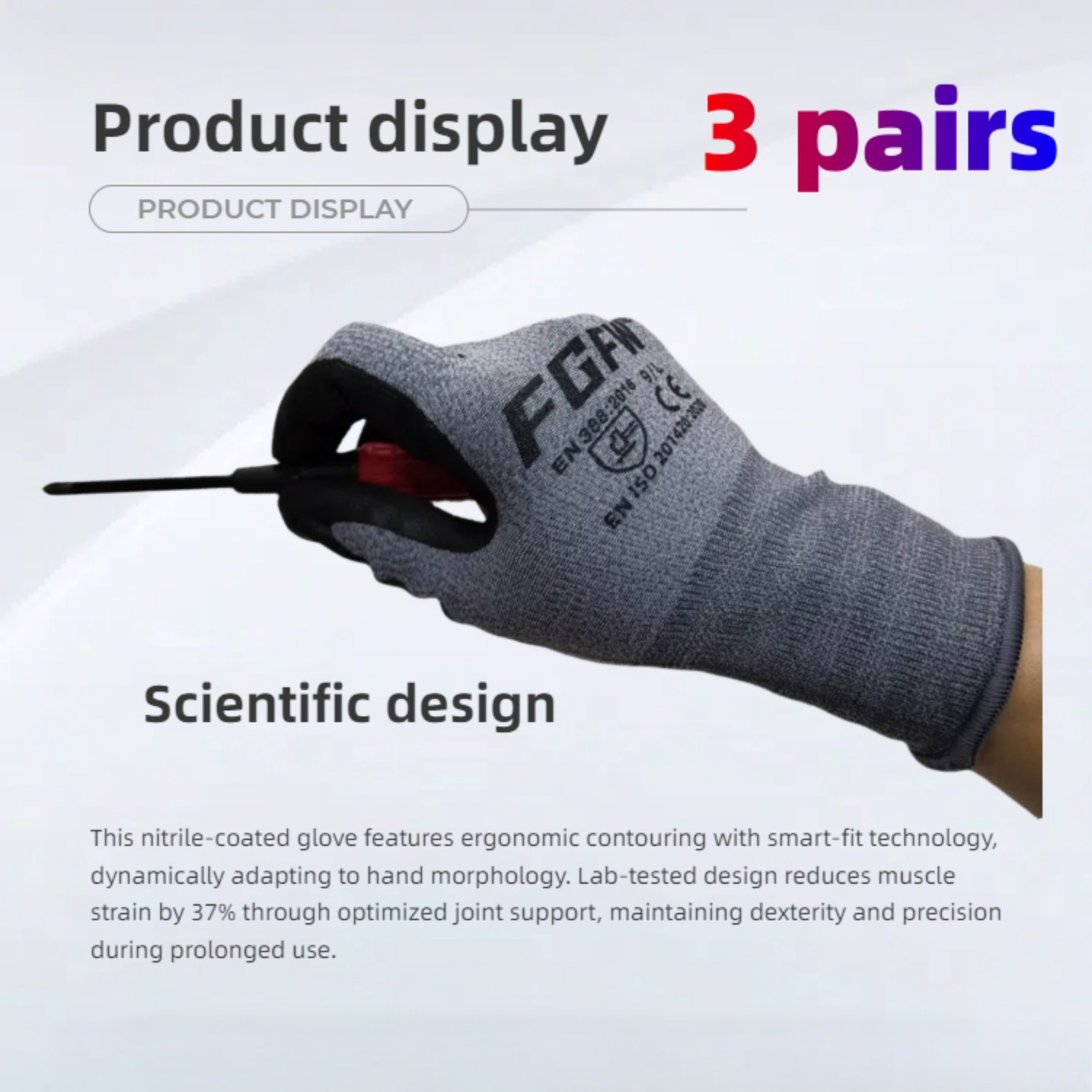 3 Pairs Soft Breathable Spande - огляд і ціна Nitrile Mechanic Glove