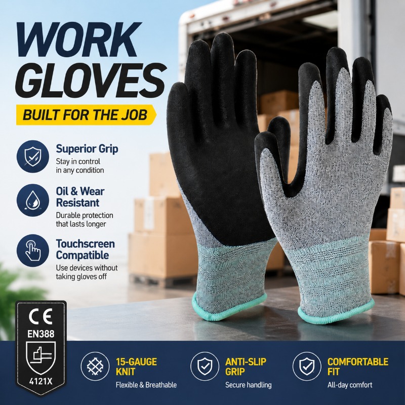 15 Needle Polyester Nitrile Co - огляд і ціна Nitrile Mechanic Glove